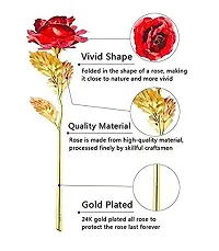 Own Box 24K Plated Artificial Flower with Long Stem for Rose/Propose/Valentine's Day (Red)-thumb4