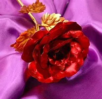 Own Box 24K Plated Artificial Flower with Long Stem for Rose/Propose/Valentine's Day (Red)-thumb1