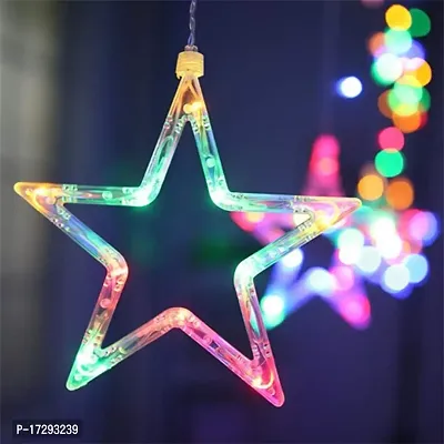 Own Box Star Curtain Light 6 Big Star 6 Small Star with 8 Flashing Modes for Decoration Multicolor (Pack of 1)-thumb3