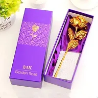 Own Box 24K Plated Artificial Flower with Long Stem for Rose/Propose/Valentine's Day (Red)-thumb4