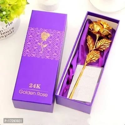 Own Box 24K Plated Artificial Flower with Long Stem for Rose/Propose/Valentine's Day (Red)-thumb5