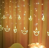 Own Box Warm White Diya/Diwali Curtain, String Lights with 12 Hanging Diyas and 138 LED Light with 8 Flashing Modes, Decoration Lighting Pack of 1-thumb2