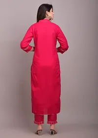 Stylish Cotton Straight Kurta With Pant Set For Women (Rani Pink)-thumb2