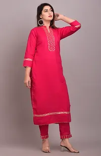Stylish Cotton Straight Kurta With Pant Set For Women (Rani Pink)-thumb3