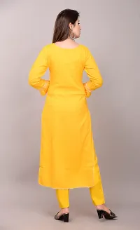 Stylish Rayon Mustard Gota Work Straight Kurta With Pant Set-thumb2