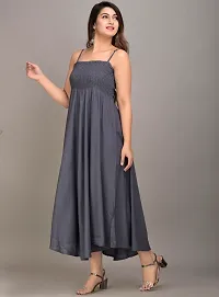 Rayon Solid Fit  Flared Western Wear Gown For Women's (Grey)-thumb1