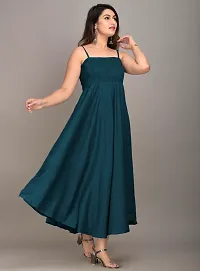 Rayon Flared Western Wear Dress Gown For Women's/Girls/Ladies (Teal Green)-thumb3
