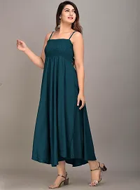 Rayon Flared Western Wear Dress Gown For Women's/Girls/Ladies (Teal Green)-thumb1