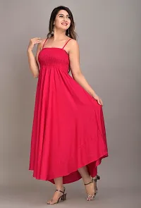Women's Rayon Flared Western Wear Dress Gown (Pink)-thumb1