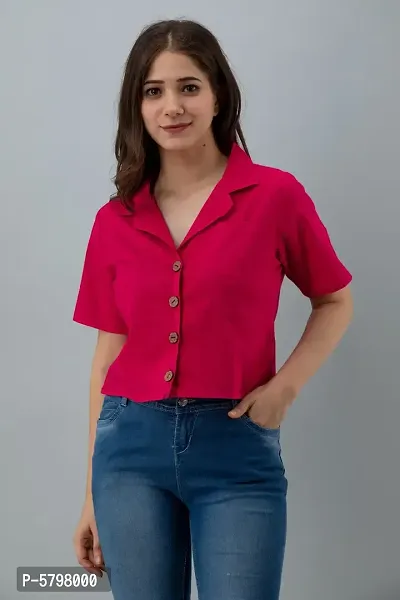 Elegant Cotton Western Wear Crop Top For Women (Red)