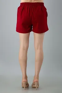 Women's Cotton Flex Solid Western Wear Hot Pant (Maroon)-thumb2