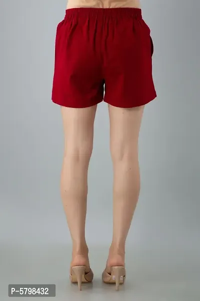 Women's Cotton Flex Solid Western Wear Hot Pant (Maroon)-thumb3