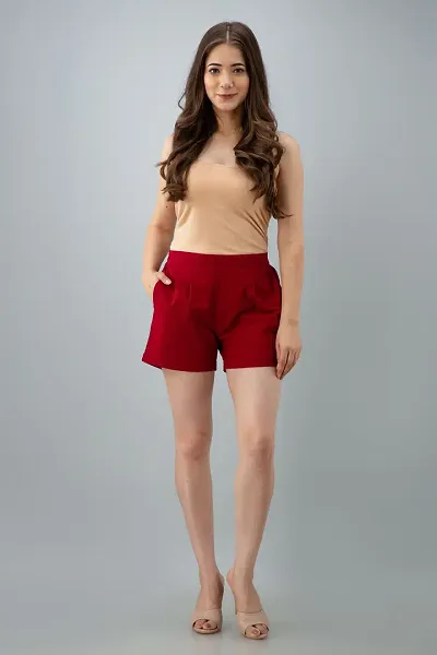 Trendy Solid Mid Waist Shorts