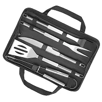SHEMOKreg; Stainless Steel Barbecue 5 Pieces Tool Sets BBQ Grilling Utensils Kit of Fork, Spatula, Tongs  Basting Brush Professional Storage Case for Outdoor  Indoor Barbecue with Bag-thumb1