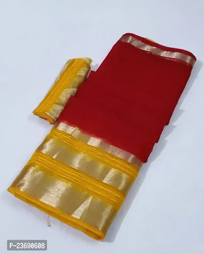 Stylish Fancy Designer Cotton Saree With Blouse Piece For Women-thumb0