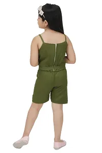 Stylish Green Cotton Solid Jumpsuits For Girls-thumb1