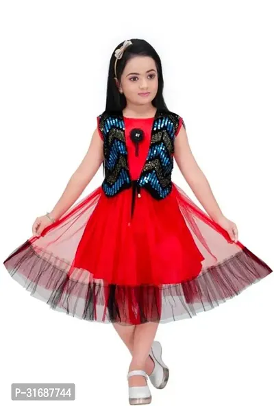 Beautiful Red Cotton Blend Frock For Girls