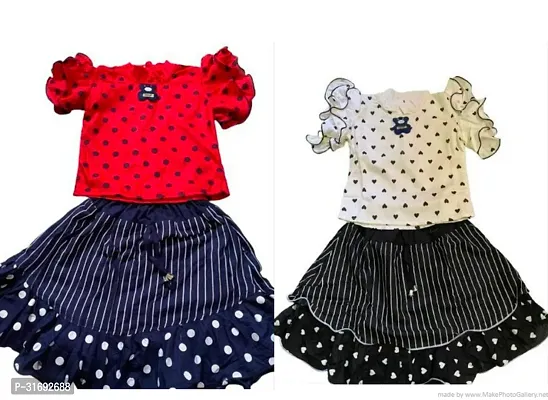 Beautiful Multicoloured Cotton Blend Frock For Girls Pack of 2-thumb0