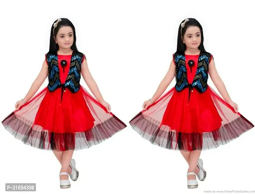 Beautiful Multicoloured Cotton Blend Frock For Girls Pack of 2