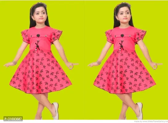 Beautiful Multicoloured Cotton Blend Frock For Girls Pack of 2