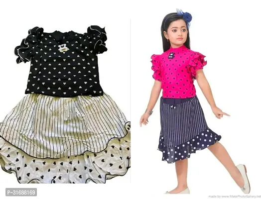 Beautiful Multicoloured Cotton Blend Frock For Girls Pack of 2-thumb0