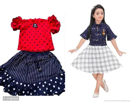 Beautiful Multicoloured Cotton Blend Frock For Girls Pack of 2-thumb0