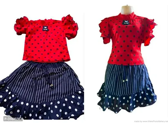 Beautiful Multicoloured Cotton Blend Frock For Girls Pack of 2