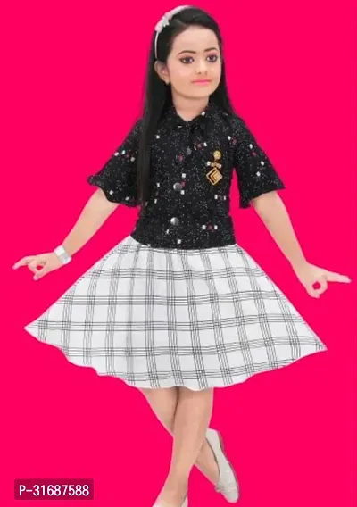 Beautiful Black Cotton Blend Frock For Girls-thumb0