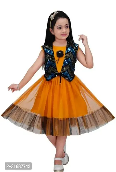 Beautiful Yellow Cotton Blend Frock For Girls