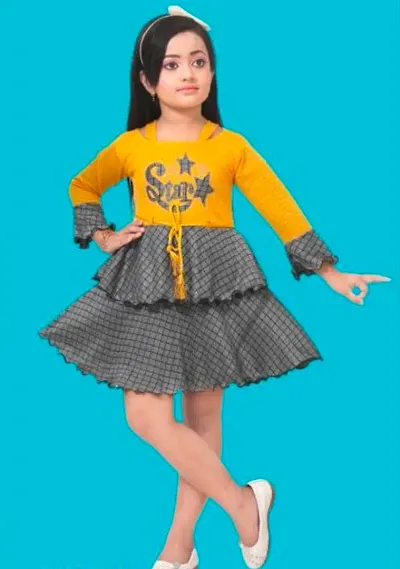 RJ Joshana Cotton Blend Knee Length Frock Dress for Girls