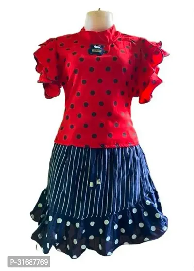 Beautiful Red Cotton Blend Frock For Girls-thumb0