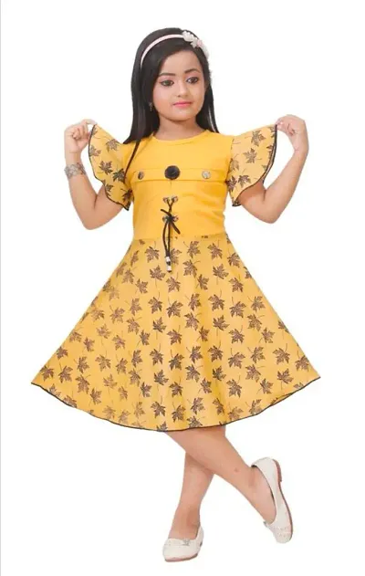 RJ Joshana Cotton Blend Knee Length Frock Dress for Girls