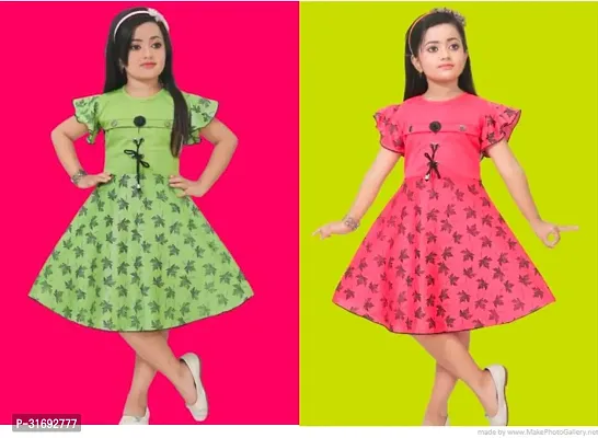 Beautiful Multicoloured Cotton Blend Frock For Girls Pack of 2-thumb0