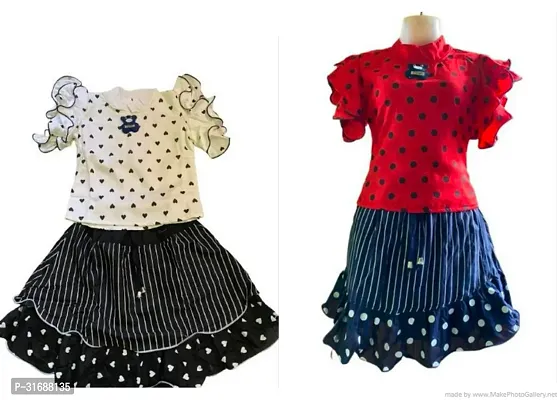 Beautiful Multicoloured Cotton Blend Frock For Girls Pack of 2-thumb0