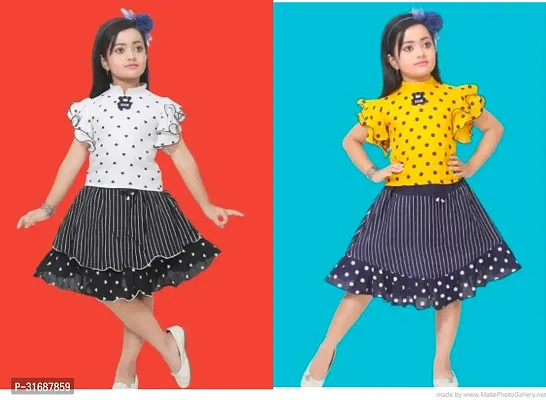 Beautiful Multicoloured Cotton Blend Frock For Girls Pack of 2-thumb0