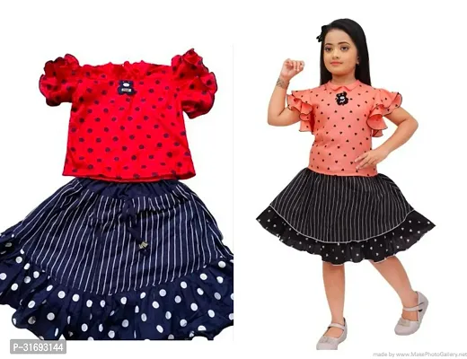 Beautiful Multicoloured Cotton Blend Frock For Girls Pack of 2-thumb0