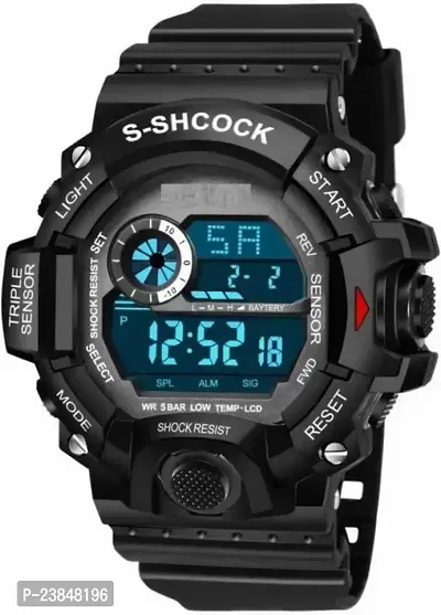 Elegant Black Rubber Unisex Digital Watches-thumb0