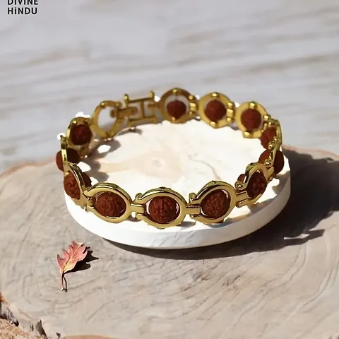 Divya Ratan Orignal Rudraksh Golden Bracelet, Adjustable 6-8 Inches, Handmade For Men And Woman[ Pack Off 1 Pice ] Religious Gift
