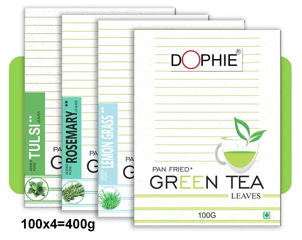 Regular Green Tea, Lemongrass , Rosemary , Tulsi Green Tea -1 Combo Pack of 4 (each 100g)