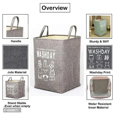 Trendy Waterproof Linen Laundry Bag With Handheld, Collapsible Laundry Storage, Cloth Toys Storage,65L Random Color (Nl-8002)-thumb2