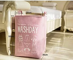 Trendy Waterproof Linen Laundry Bag With Handheld, Collapsible Laundry Storage, Cloth Toys Storage,65L Random Color (Nl-8002)-thumb2