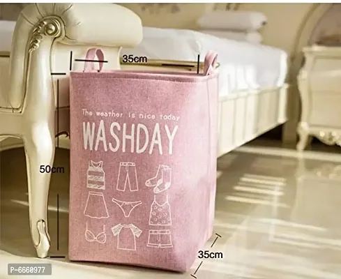 Trendy Waterproof Linen Laundry Bag With Handheld, Collapsible Laundry Storage, Cloth Toys Storage,65L Random Color (Nl-8002)-thumb3