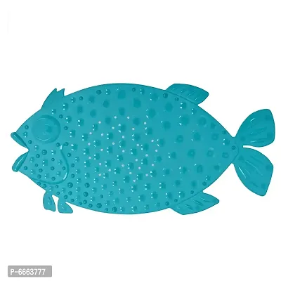 Trendy Fish Shape Anti-Slip Bath Mat For Shower And Bathtub, Pvc Material (Aqua)-thumb3