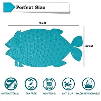 Trendy Fish Shape Anti-Slip Bath Mat For Shower And Bathtub, Pvc Material (Aqua)-thumb1