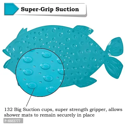 Trendy Fish Shape Anti-Slip Bath Mat For Shower And Bathtub, Pvc Material (Aqua)-thumb0