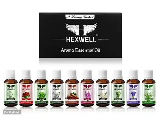 Hexwell Fragrance Oil For Home Aroma Essential Oils for Diffuser Oil Set of 10(Lavender, Rose, Tea Tree, Rosemary, Jasmine, Rajnigandha, Eucalyptus, Lemongrass, Orchid  Sandalwood- 10ml Each)-thumb5