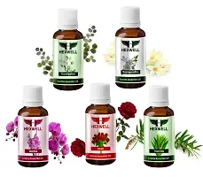 Hexwell Essential Oil For Home Fragrance Rose, Orchid, Tea Tree, Eucalyptus  Rajnigandha 5 Count  (10 ml)-thumb1