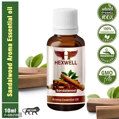Hexwell Sandalwood Essential Oil for Healthy Hair,Skin,Sleep, Pure  Natural  (10 ml)