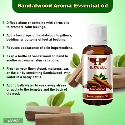Hexwell Sandalwood Essential Oil for Healthy Hair,Skin,Sleep, Pure  Natural  (10 ml)-thumb2
