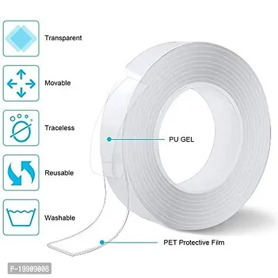 Double Sided Tape,3 Meter Self Adhesive Tape,Multipurpose Removable Traceless Mounting Adhesive Tape for Walls,Washable Reusable Strong Sticky Strips Grip Tape-thumb2
